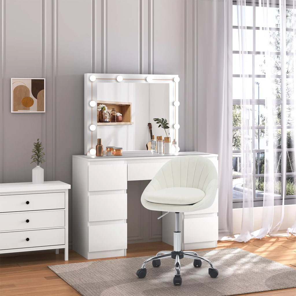 WOLTU Ergonomischer Make-up-Kosmetikstuhl, drehbarer Bürostuhl mit Rollen, Schreibtischstuhl für Zuhause, Schreiben, Arbeitszimmer, Schlafzimmer