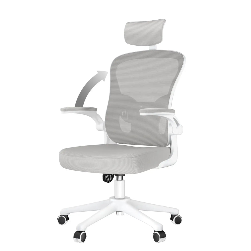 Ergonomic Office Chair Breathable Mesh Cover Desk Chair Adjustable Armrests Headrest Lumbar Support 360° Swivel Chair