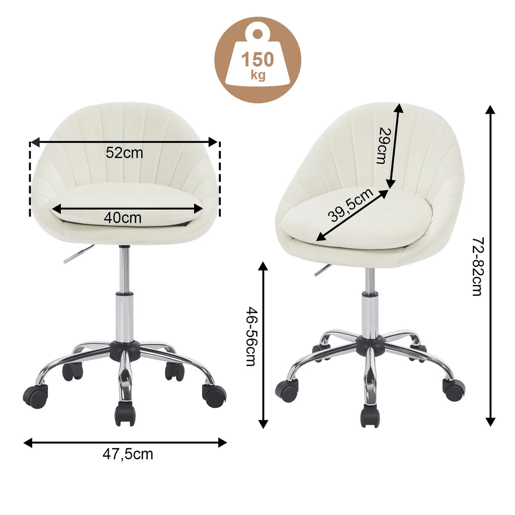 WOLTU Ergonomischer Make-up-Kosmetikstuhl, drehbarer Bürostuhl mit Rollen, Schreibtischstuhl für Zuhause, Schreiben, Arbeitszimmer, Schlafzimmer