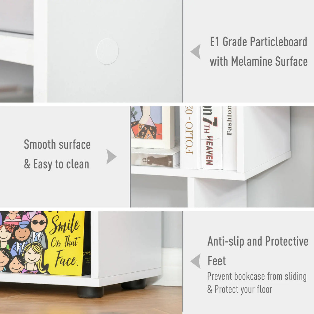 HOMCOM modernes vertikales Bücherregal-Design mit 8 Regalen, E1-Spanplatte, 70 x 24 x 178 cm, Weiß