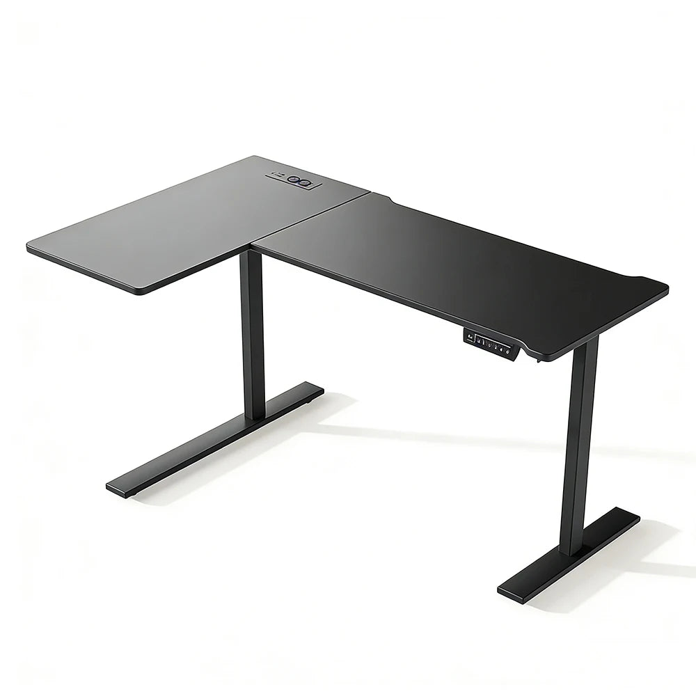 ThomP Deutschland Warehouse L-förmiger elektrischer Stehschreibtisch (höhenverstellbar 73–18 cm) – alternativer Sitz-/Stehschreibtisch zur Linderung von Nacken/Unterrücken, geräumiger Arbeits- und Arbeitsplatzhöhenve