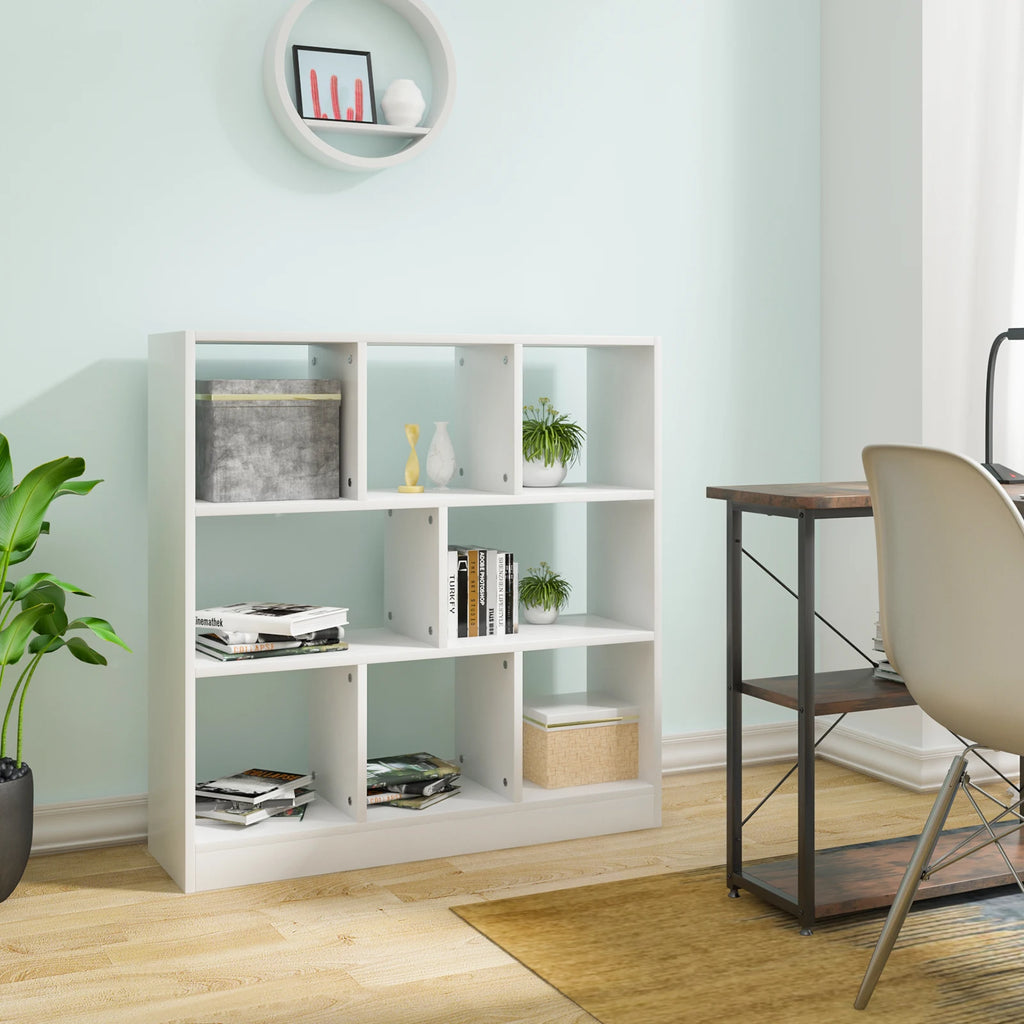 WOLTU Stehendes Aktenregal, weißes Bücherregal, Raumteiler mit 8 Fächern für Wohnzimmer, Kinderzimmer, Büro, Zuhause