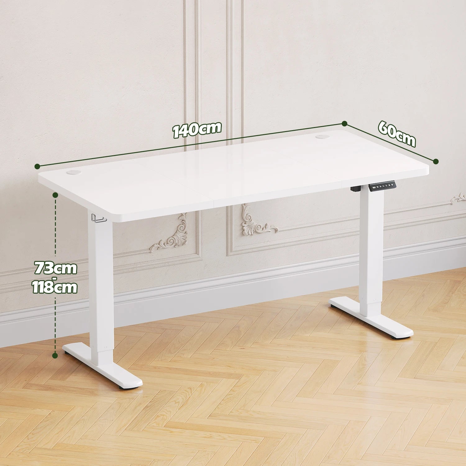 Devoko Höhenverstellbarer Schreibtisch mit USB-Buchse 140x60 cm, Computer Stehschreibtisch, Ergonomischer Homeoffice-Tisch