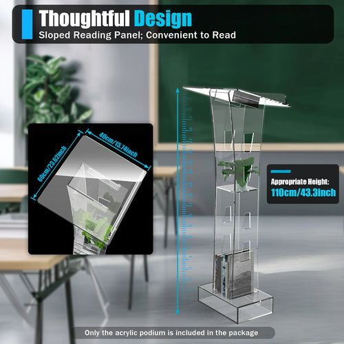 Acryl-Podium mit blauem LED-Licht, klarer Präsentationspodium, Vorlesungstisch für Schulen, Kirchen, Zeremonien