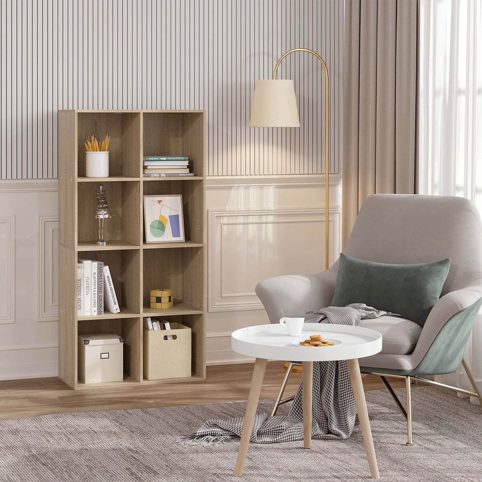 WOLTU 1 Stück Bücherregal, 8 Aufbewahrungswürfel, Buch-Display, freistehende Bücherregale, Organizer für Wohnzimmer, Schlafzimmer, Büro, Zuhause