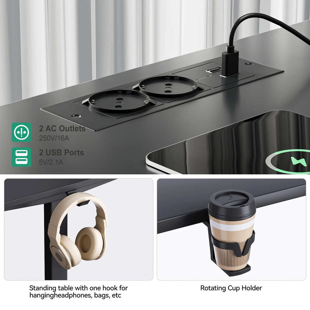 ThomP Deutschland Warehouse L-förmiger elektrischer Stehschreibtisch (höhenverstellbar 73–18 cm) – alternativer Sitz-/Stehschreibtisch zur Linderung von Nacken/Unterrücken, geräumiger Arbeits- und Arbeitsplatzhöhenve