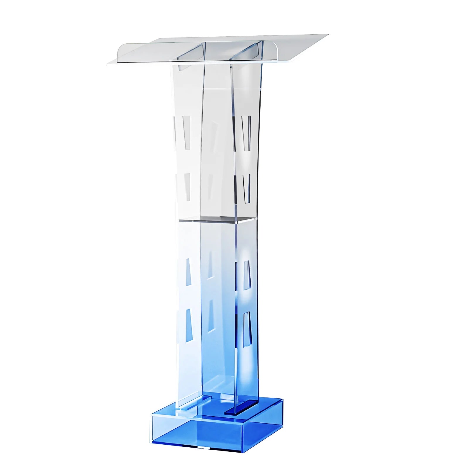 Acryl-Podium mit blauem LED-Licht, klarer Präsentationspodium, Vorlesungstisch für Schulen, Kirchen, Zeremonien