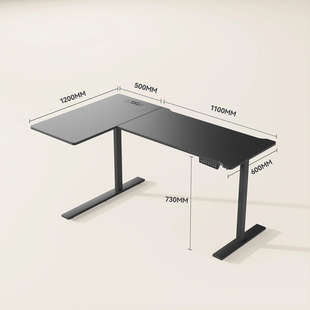 ThomP Deutschland Warehouse L-förmiger elektrischer Stehschreibtisch (höhenverstellbar 73–18 cm) – alternativer Sitz-/Stehschreibtisch zur Linderung von Nacken/Unterrücken, geräumiger Arbeits- und Arbeitsplatzhöhenve