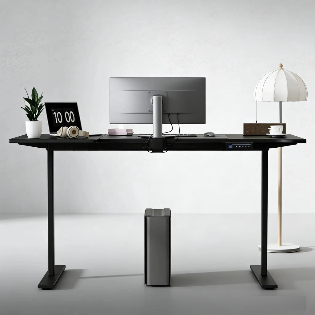 ThomP Deutschland Warehouse L-förmiger elektrischer Stehschreibtisch (höhenverstellbar 73–18 cm) – alternativer Sitz-/Stehschreibtisch zur Linderung von Nacken/Unterrücken, geräumiger Arbeits- und Arbeitsplatzhöhenve