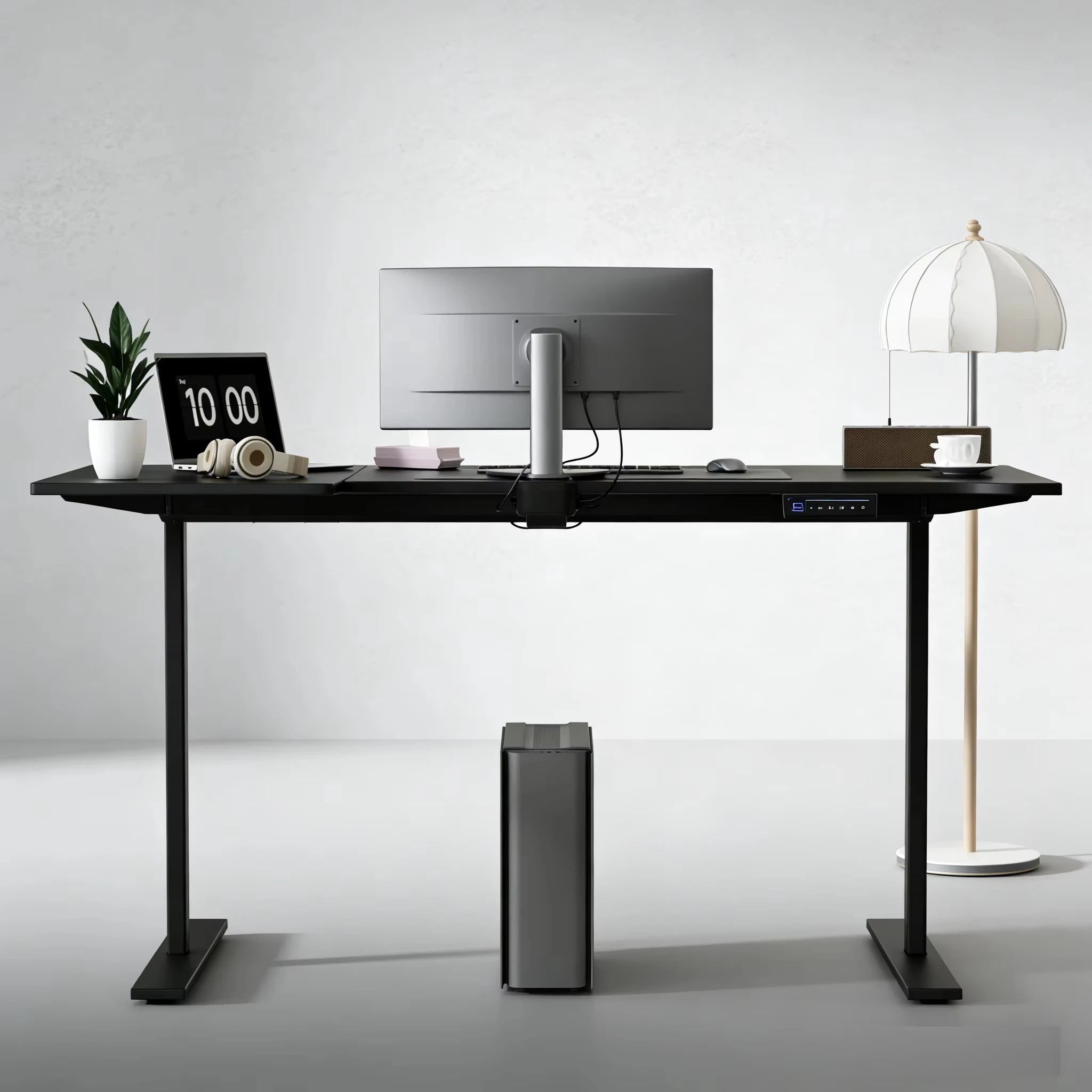 ThomP Deutschland Warehouse L-förmiger elektrischer Stehschreibtisch (höhenverstellbar 73–18 cm) – alternativer Sitz-/Stehschreibtisch zur Linderung von Nacken/Unterrücken, geräumiger Arbeits- und Arbeitsplatzhöhenve