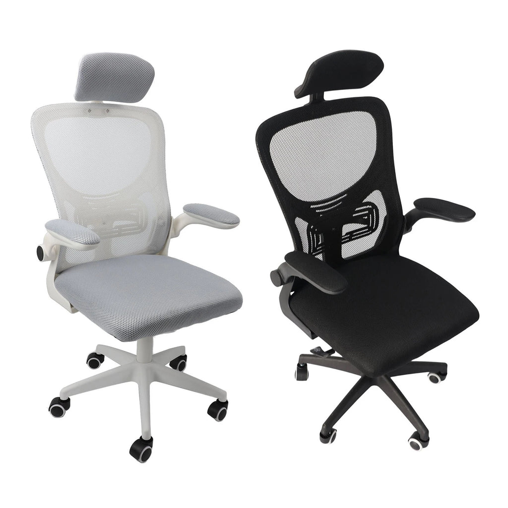 Stuhl, Computerstuhl, um 90 Grad drehbare Armlehnen, 3D-Kopfstütze, 330,7 lb Tragfähigkeit mit 5 Rädern für die Arbeit